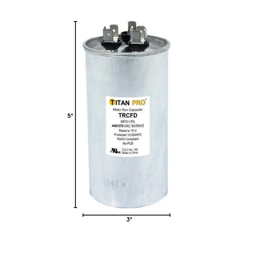 TRCFD355 OEM Upgraded Replacement Motor Run Capacitor 35+5 MFD uF 370/440 Volt Round