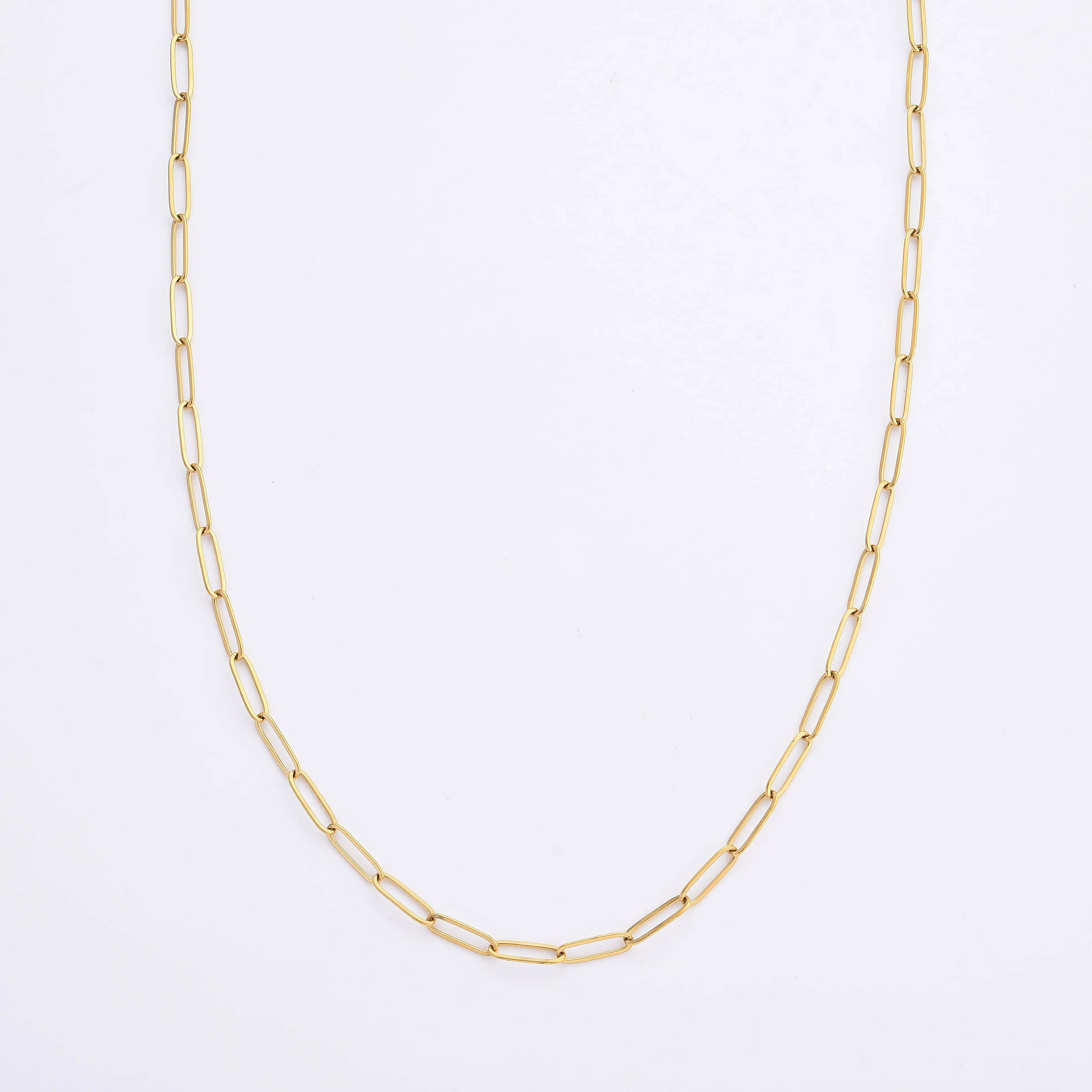 Paperclip Chain Necklace (20-22 Inches) in ION Plated YG Stainless Steel
