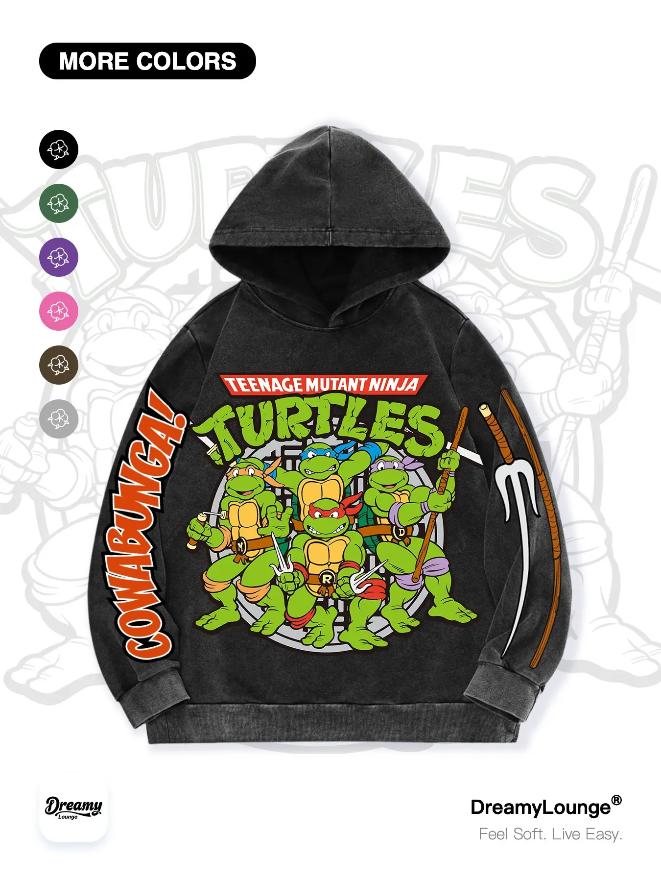 Ninja Turtle Graphic Hoodie Sweatshirt, Breathable Cotton Blend, Loose-Fit, Casual Wear, Ideal for Indoor & Outdoor Wear