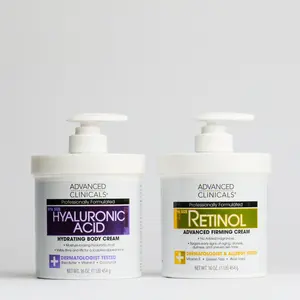 Advanced Clinicals Retinol + Hyaluronic Acid Body Cream Duo – Firm, Plump & Hydrate Crepey Skin