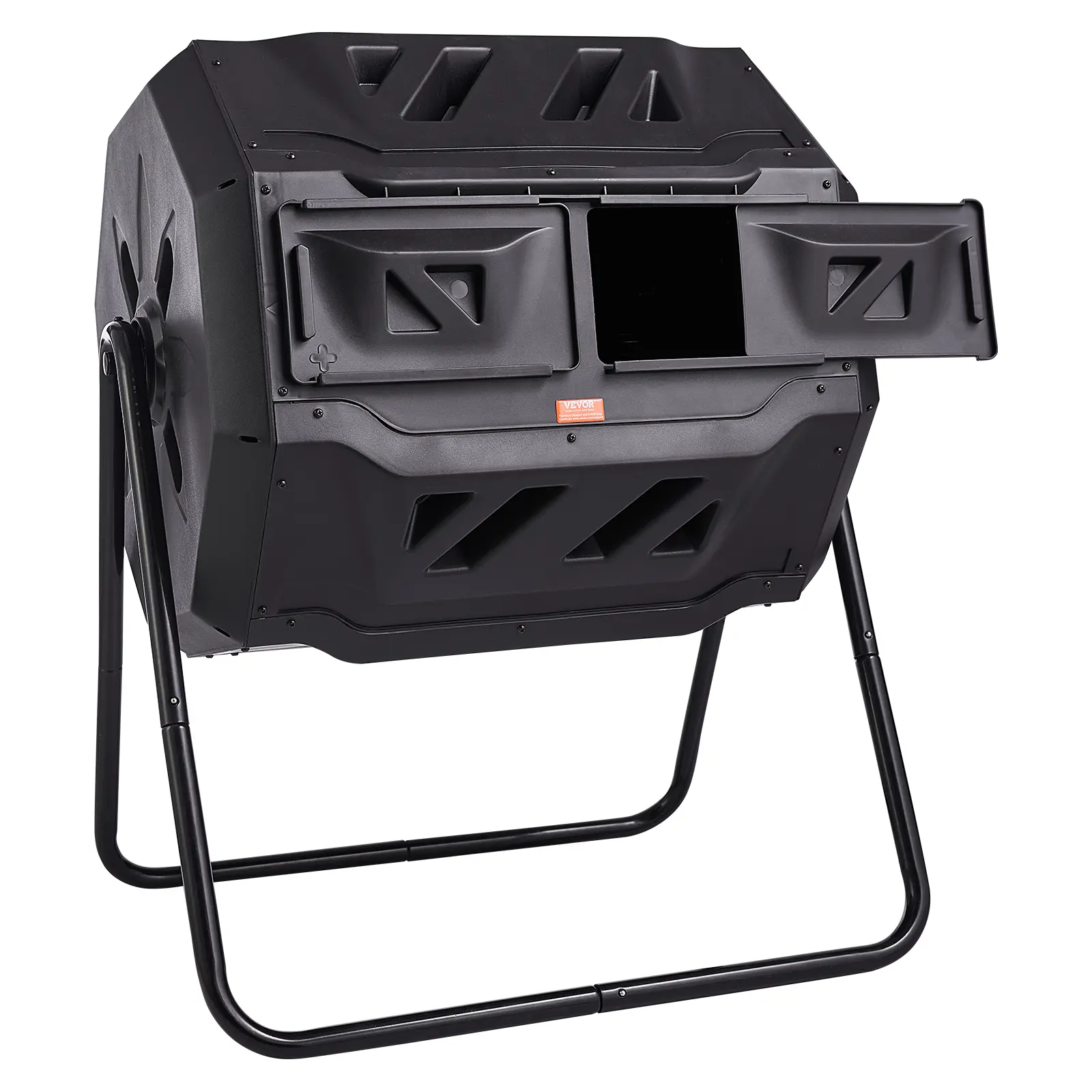 【summerfinds】VEVOR Compost Bin, 43-Gal Dual Chamber Composting Tumbler, Large Tumbling Rotating Composter with 2 Sliding Doors and Steel Frame, BPA Free Composter Bin Tumbler for Garden, Kitchen, Yard, Outdoor