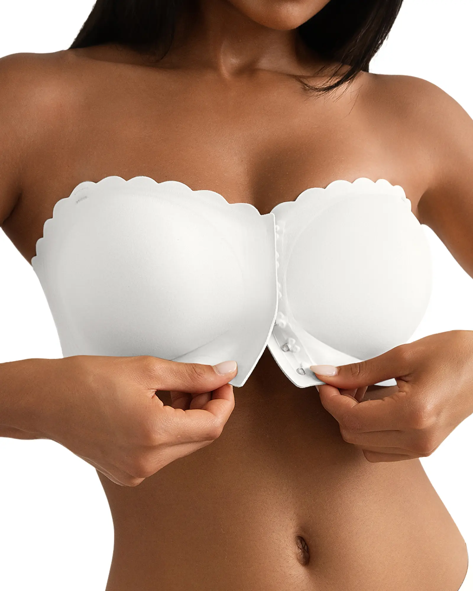SHARICCA Front Closure Strapless Bra, 360° Jelly Support Push Up Wirefree, Convertible Multi-Way Seamless Invisible, Anti Slip Breathable Comfort Wear