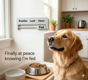 Magnetic Dog Feeding Tracker - Stone Texture Pet Meal Reminder - Modern Home Decor & Organizer model xinghao