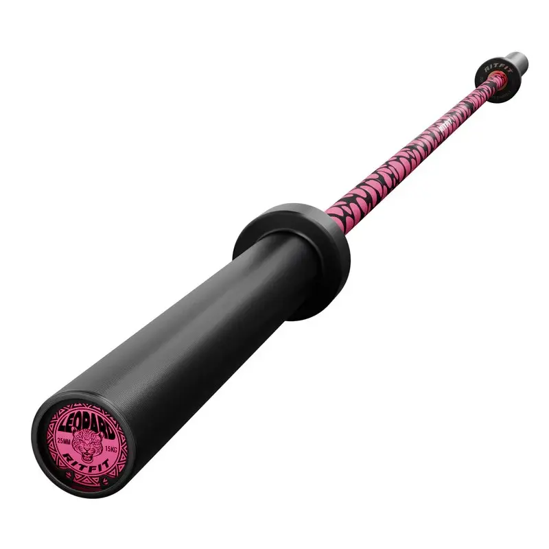 RITFIT 15kg Pink Leopard Olympic Training Barbell - Home Gym Weight Training Equipment, Muscle Exercise Gear,summerwins