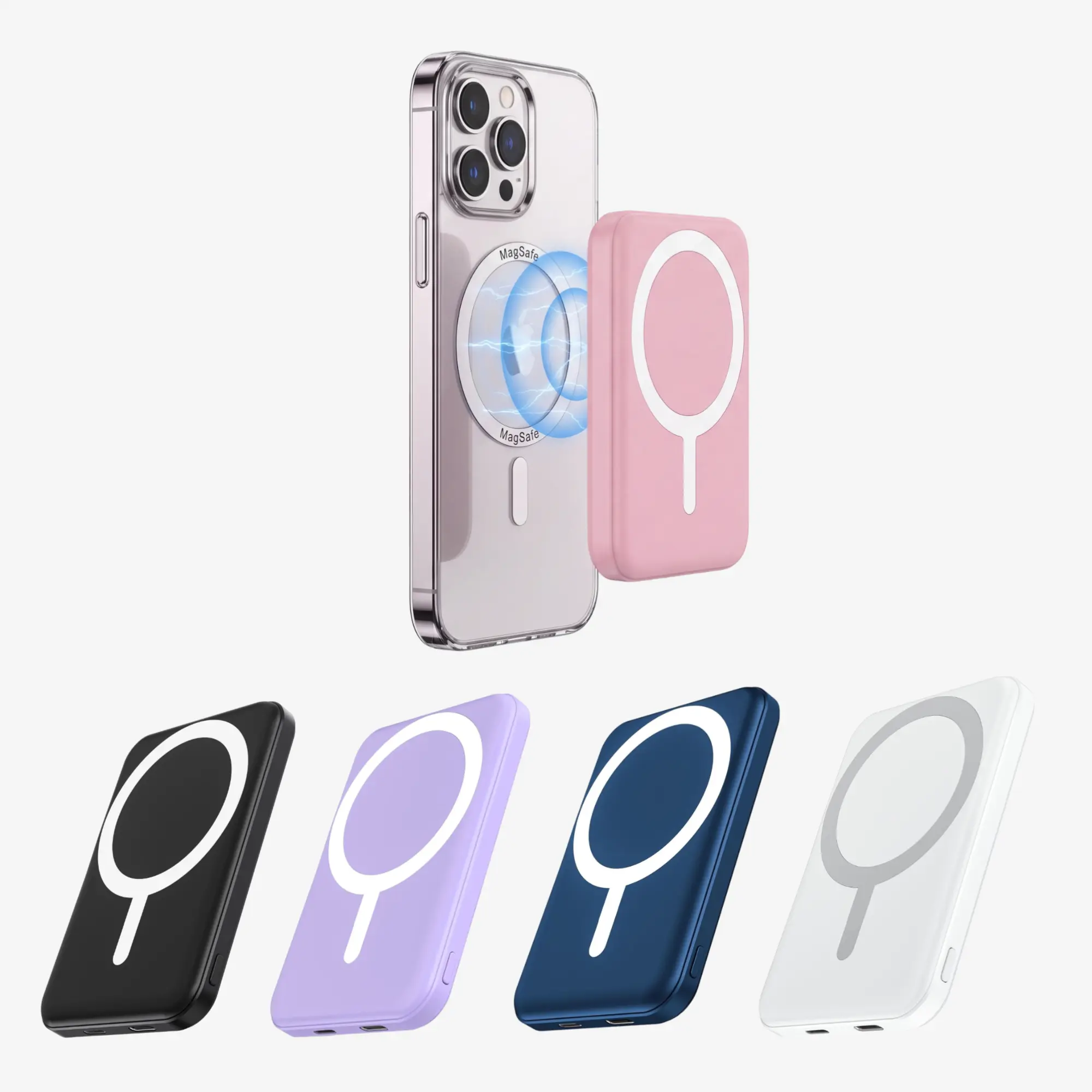 Ultra-thin Lightweight Portable Charger/ 5000mAh Magnetic Wireless Power Bank/ 20W PD Fast Charging/ Lighting Input Wireless Portable Charger for iPhone 12-17 All Series