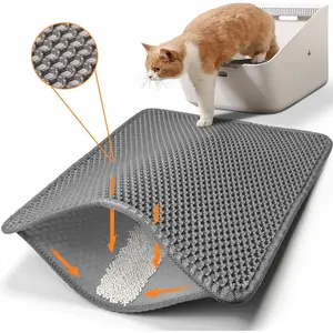 Conlun Cat Litter Mat Cat Litter Trapping Mat, Honeycomb Double Layer Design, Urine and Water Proof Material, Scatter Control, Less Waste，Easier to Clean,Washable Polarduck