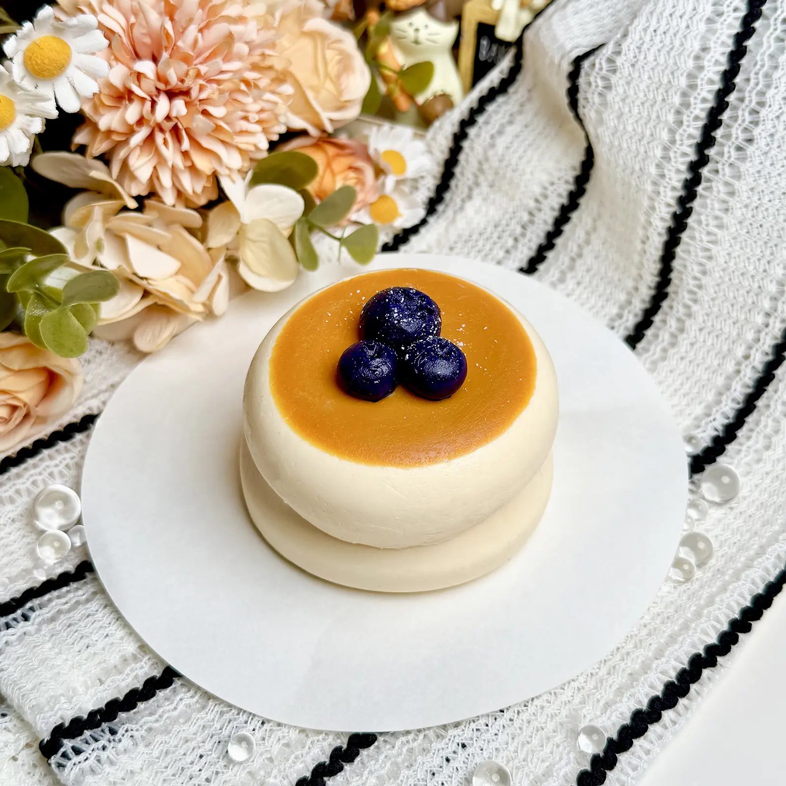 【Buy 3 get 1 free 2025 new model 】Blueberry Original Flavor Soufflé Food-Grade Silicone Slow-Rising Rebound Squishy Fidget Toys for Stress Relief - Soft Squeeze Toys with Thick Creamy Slime Texture, Handmade Non-Toxic Sensory Toys  transparent bag