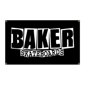 Baker Skateboards Classic Black & White Collage Flag 3x5 FT - Polyester Skate Street Style Decorative Banner for Skate Park & Bedroom Decor, Skate Aesthetic Flag