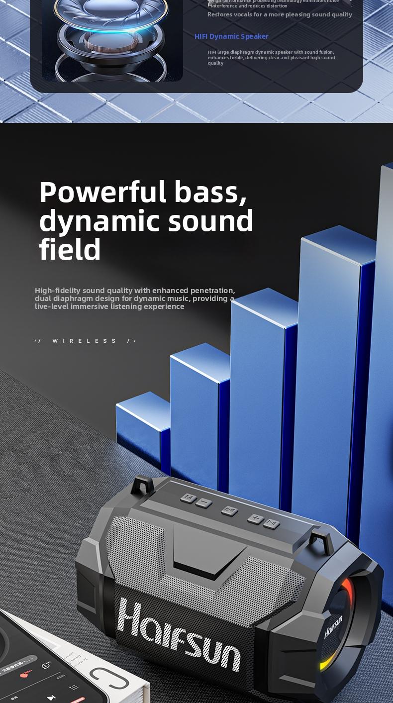 Claison T9 min Outdoor speaker, supports parallel connection, compatible with multiple devices, rgb ambient light, portable and suitable for outdoor use.