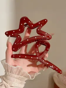 2pcs,Polka Dot Hair Clips Set, Simple Elegant Women's High-Quality Back Headband Shark Clip, Stylish Hair Accessory for All Seasons, Hair Claws Set