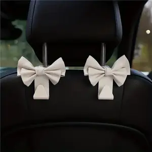 1pc Stylish PU Leather Car Hooks with Bow Tie - Car Seat Decorative, Car Organizers, Backseat Hanging Organizer, Perfect for Seat Headrest Organization and Auto Fastener Hangers