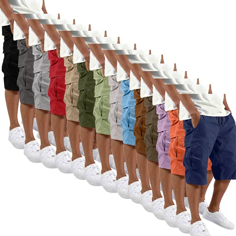 Men's 2‑Pack Multi‑Color Cargo Shorts Oversized Loose Knee‑Length Pocket Streetwear Summer Work Shorts