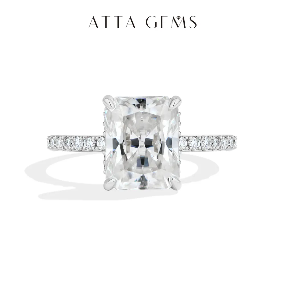 ATTAGEMS New Classic 4CT Radiant Cut Lab-Grown Moissanite Ring for Woman Man Copper Ring Daily Wear Elegant Engagement Ring Luxury Fine Jewelry RU03 summerwins,summerwins