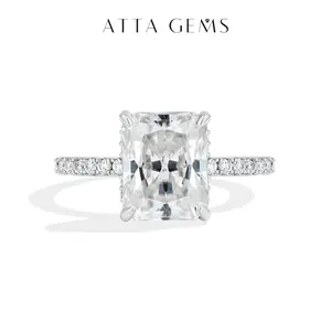 ATTAGEMS New Classic 4CT Radiant Cut Lab-Grown Moissanite Ring for Woman Man Copper Ring Daily Wear Elegant Engagement Ring Luxury Fine Jewelry RU03