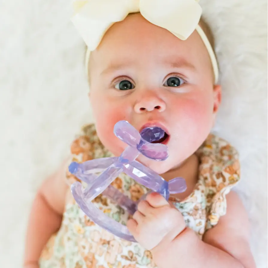 Miraloop Baby Silicone Sensory Teether - Unisex Rockable Crystaldog Design, 8 Chewing Ends, Easy-Grip Bars, Wrist Loop, BPA-Free Silicone Toy, Baby Safe Teething Safe Teethers for 3-18 Months Infants, Baby Safe Teethers