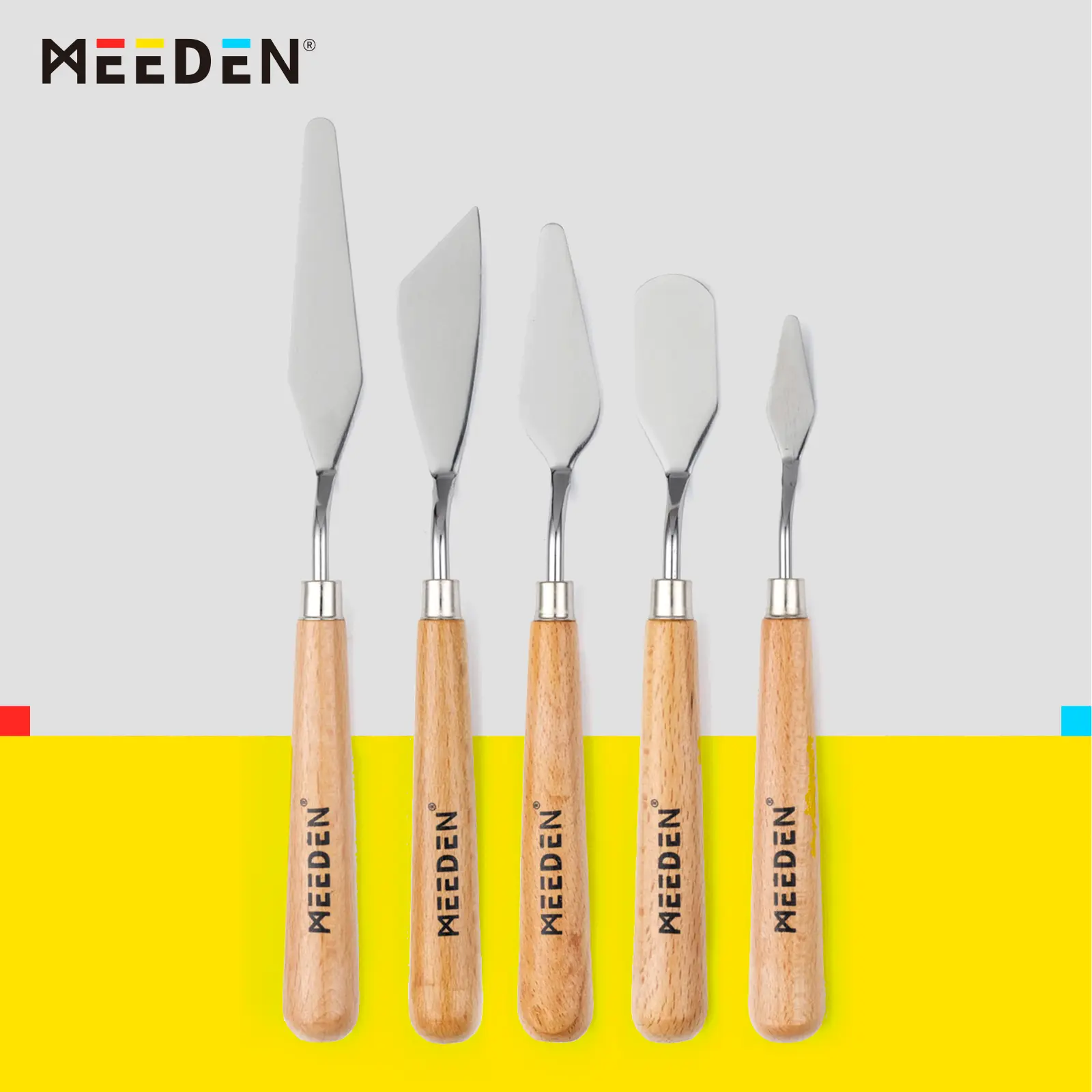MEEDEN Palette Knife: 5 Pieces Stainless Steel Painting Knives with Wood Handle - Pallet Knife Set for Oil Canvas Acrylic Painting