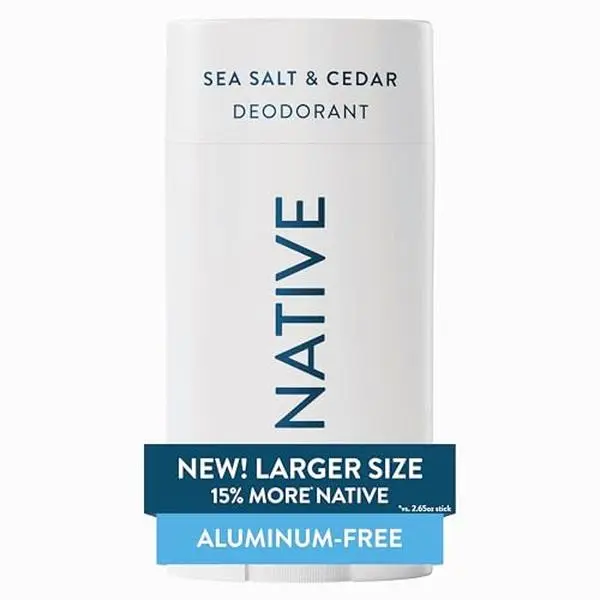 Native Aluminum Free Deodorant, Sea Salt & Cedar, Large Size Stick, 72 Hour Odor Control, for Women & Men, Contains Naturally Derived Ingredients, 3.1 oz