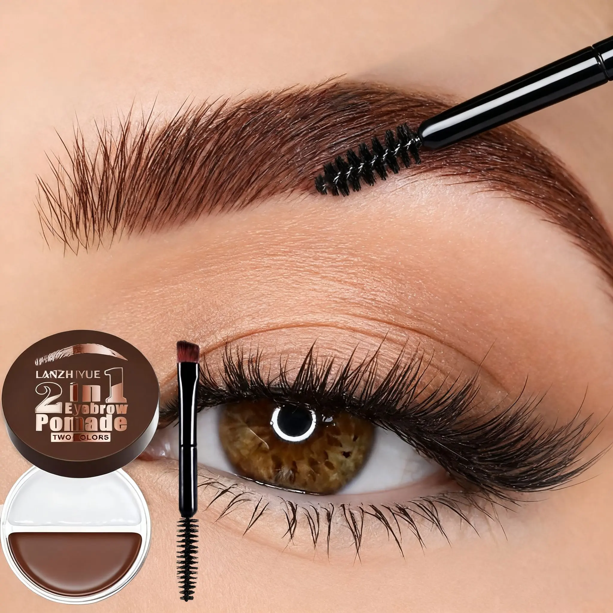 2 In 1 Eyebrow Powder Gel Waterproof Long Lasting Highly Pigmented Natural Finish Makeup Cosmetics For Beginners