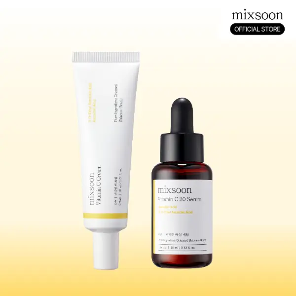 [mixsoon Official] Vitamin C Power Duo - 20% Vitamin C Serum + Cream, Korean Glass Skin Radiance Set, Ideal Gift Set