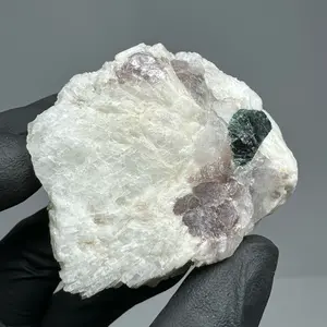 Lepidolite with Quartz and Green Tournaline Raw Specimen Cluster