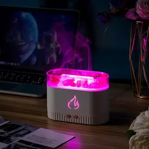 4 in 1 Multifunctional 8 Color Crystal Flame Diffuser, Electric Air Aromatherapy Humidifier, 200ML USB Oil Diffuser for Cozy Atmosphere