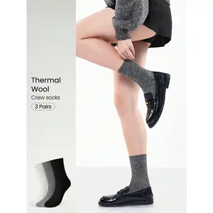 GLOWMODE 3-Pack Cozy Toes Faux Wool Warm Soft Seamless Side Twist Detail Toe Crew Socks Daily Casual Wear