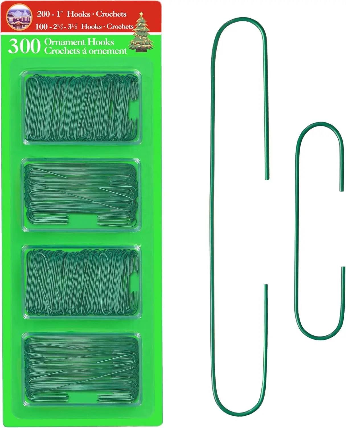 300 Pack Ornament Hooks Christmas Tree Decorating Hangers- Metal Wire Ornament Hooks for Christmas Tree Decoration Hanging