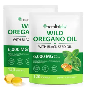 [NEW]Acentiallabs 2-in-1 Oregano Oil 6000mg & Black Seed Oil 200mg Softgels - 120 Capsules for Immune & Respiratory Support*, Non-GMO Holiday Wellness Gift, TikTok Viral Herbal Supplement