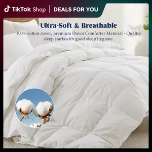 PEACE NEST Soft Fluffy Goose Down Comforter 100%  Cotton 450TC Cover All Season Mediumweight Year-round Cozy Bedding Twin Full Queen King Cal King Essential Hotel Style Mother's Day Gift