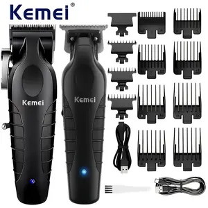 Kome Km-2296 & Km-2299 Electric Shaver Set, Professional Men's Hair Trimmer Kit, Push-Button Razor Combo, Essential Grooming Tools, Cordless Clippers