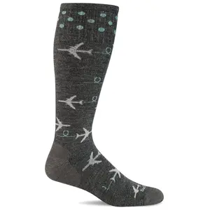 Sockwell  Women's In Flight Fun  Moderate Graduated Compression Socks M/L- Charcoal