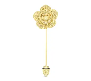 Dallas Prince 14K Gold Clad Chrome Marcasite Rose Stick Pin