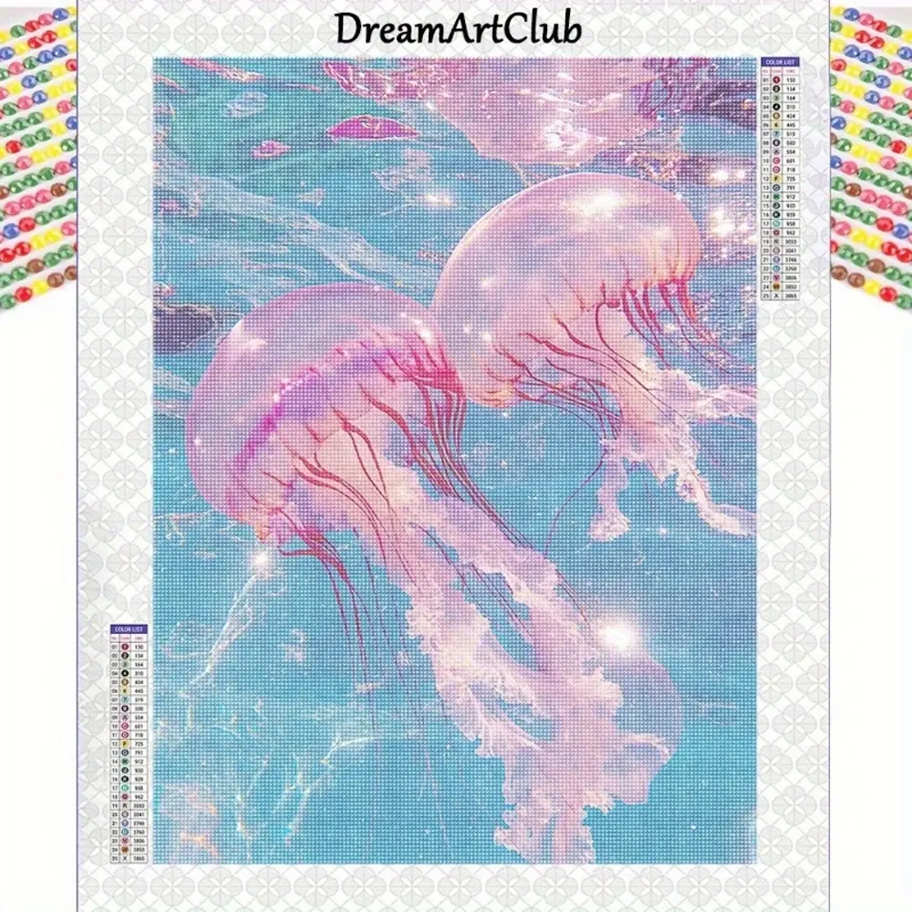 Dream Jellyfish 5D DIY Diamond Painting Kit, 11.81x15.75 Inch Round Drill Embroidery Craft Art Set, Soft Canvas & Tools Included, DIY Craft Supplies