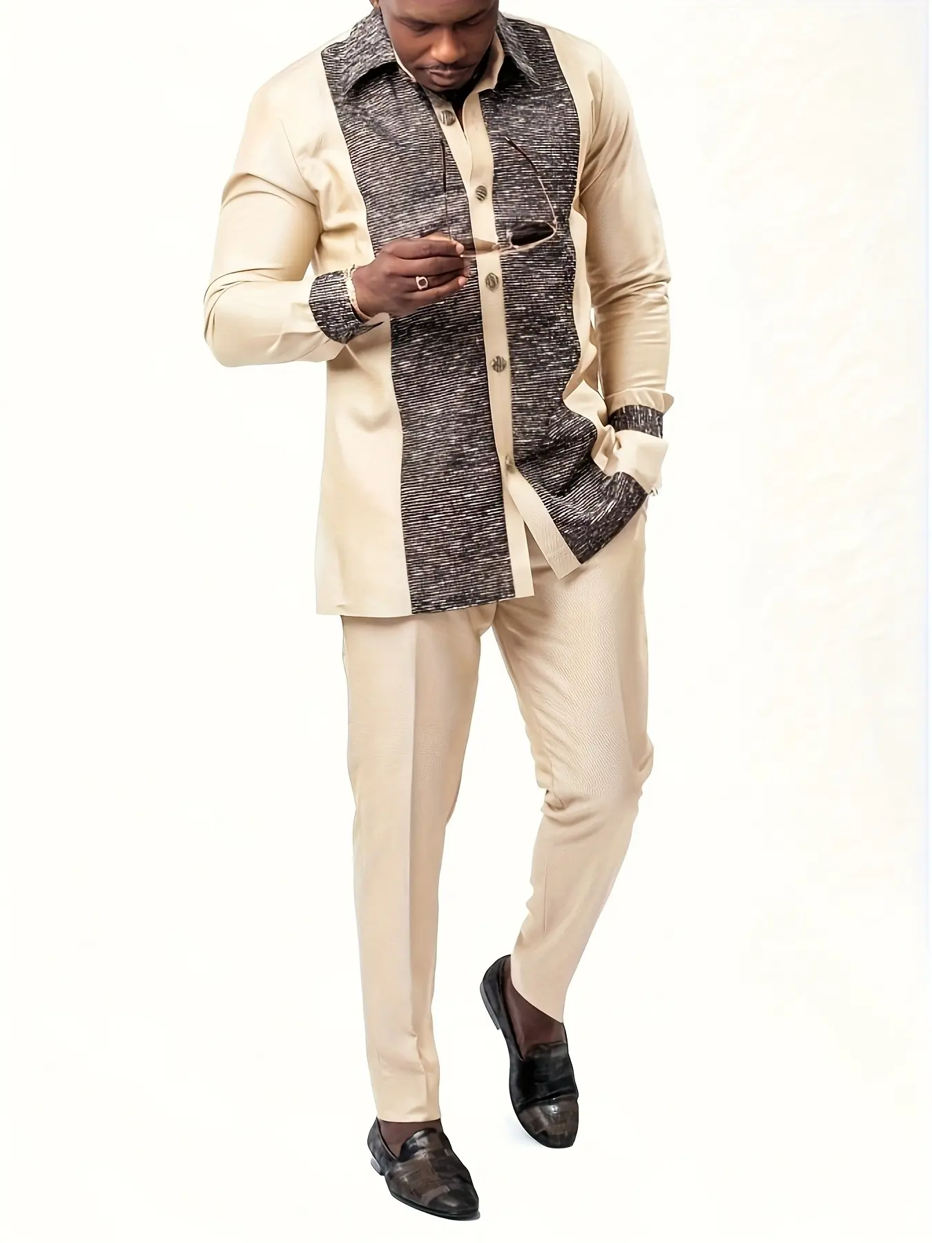 Hot New African Men's Set, Outfit, Top, Long Sleeve and Long Pants 2-Piece Suit, Formal, Trendy Male Clothing, Comfortable and Stylish, Perfect for Daily Wear