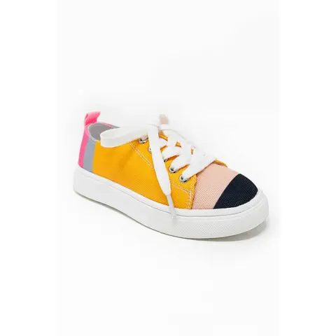 Sparkle In Pink Girls' Pencil Sneakers, Lace-Up Rubber Sole Athletic Sports Shoes, Kids' Fashion Footwear Trainers