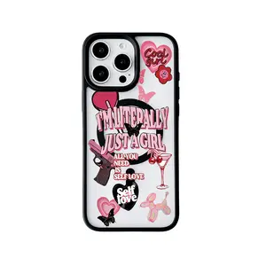 Matte MagSafe Case for iPhone - Pink & Black Edgy Girlycore Collage Luxury Protective Casing Shockproof Smartphone Cover Screen Protector Protection Cellphone