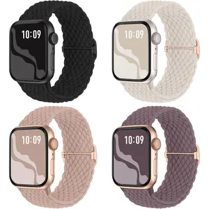 Braided Stretchy Solo Loop Compatible for Apple Watch Band 38mm 40mm 41mm 42mm 44mm 45mm 46mm 49mm for Women Men, Nylon Elastic Straps Wristbands for iWatch Series 11/10 9 8 7 6 5 4 3 SE/Ultra 3 2 1