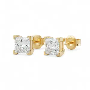 Moissanite Earrings for Women Men,2.00 ct Princess Cut D Color VVS1 Clarity Lab Created Earring 925 Sterling Silver