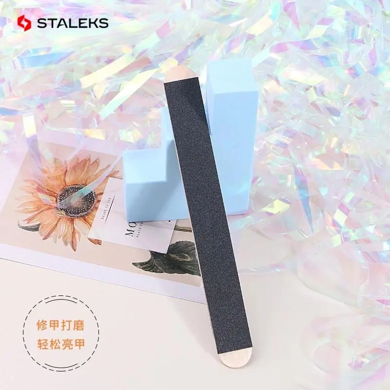STALEKS Disposable Wooden Stick Nail File Nail Sand Strip  Manicure Sanding Strip Rubbing Strip Nail Makeup Tool