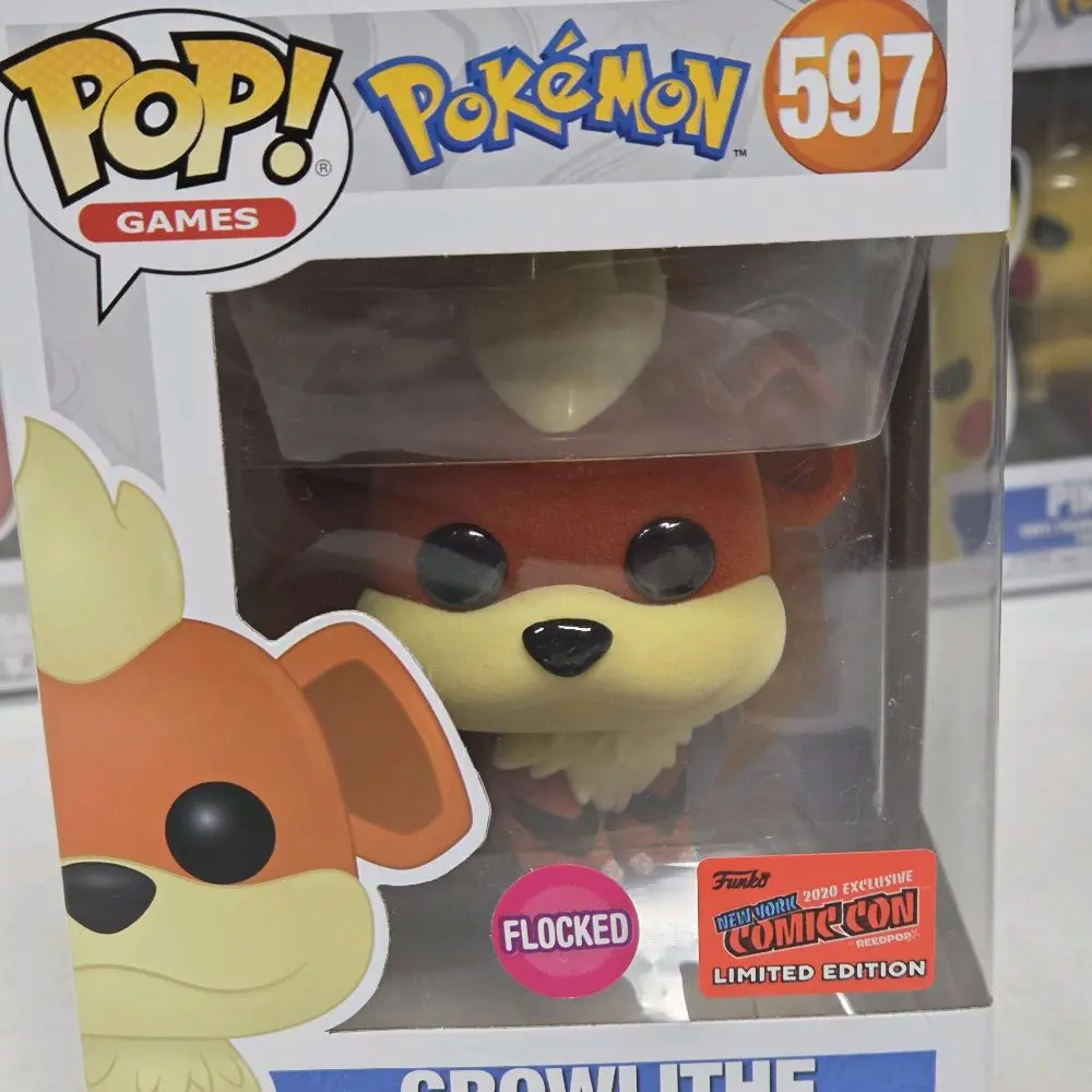 Funko Pop! Growlithe #597 Flocked Finish Bobblehead - Comic Con Exclusive, Limited Edition Display Figure