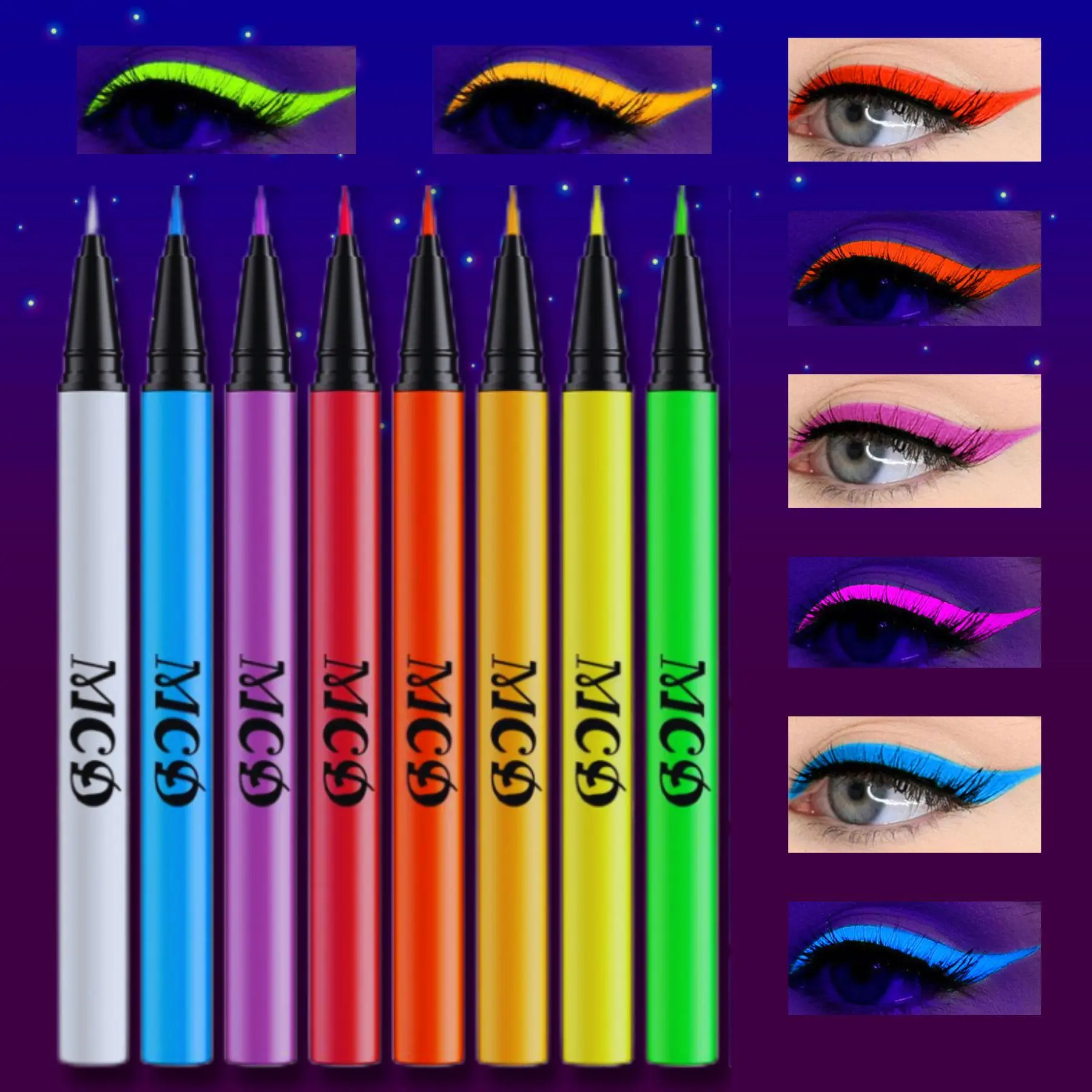 Luminous UV Blacklight Face Paint Set, UV Facepaint 8 Counts/set Matte Finish Body & Face Makeup Painting Set for Party, Cosplay, Makeup Accessories, Cosmetic