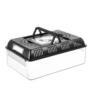 Portable Handheld Reptile Breeding Box with Magnifying Glass, LED Lighting & Ventilation, Anti - Escape Habitat for Turtles, Snakes & Hamsters, USB - Powered Durable Pet Supply