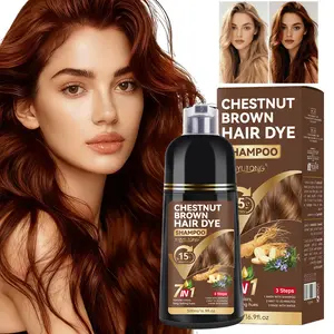 Natural Hair Dye Shampoo 7-In-1, Herbal Ingredients, Ginseng Extract, Plant Care, Salon Quality, Chestnut Coverage, Home Use