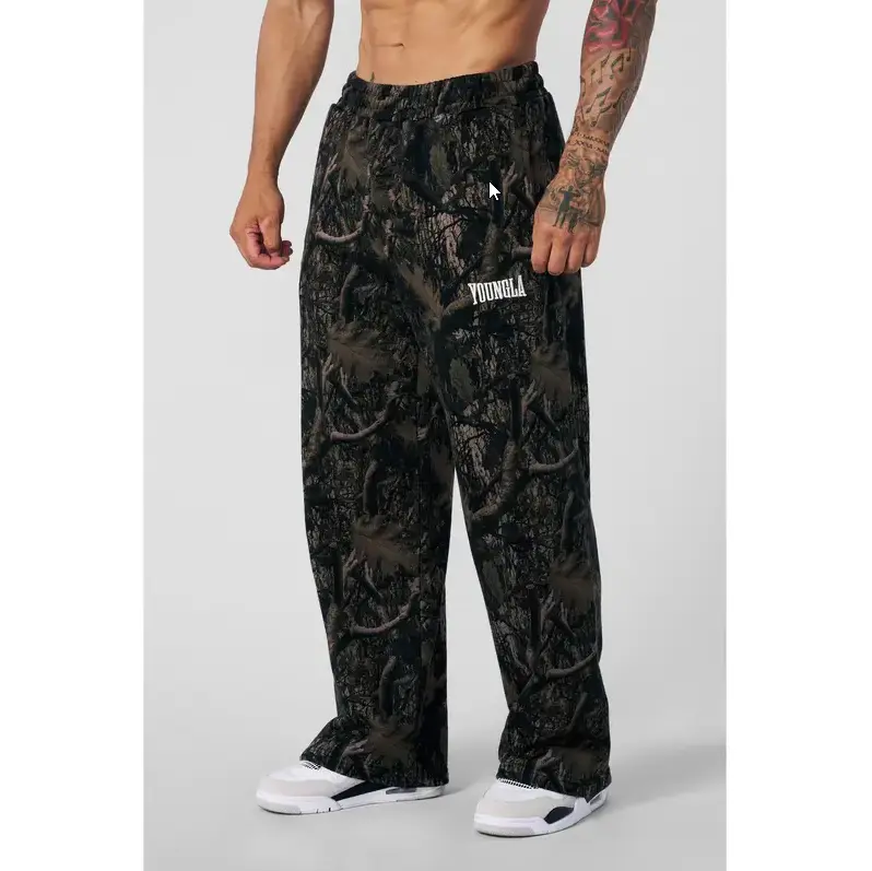 YOUNGLA Camo Pump Cover Joggers, Men's Camouflage Workout Sweatpants, Relaxed Fit Gym Jogger Pants, Athletic Training & Casual Streetwear