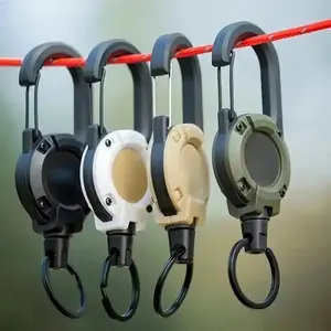 Multifunctional Keychain Clip, Retractable Steel Cable, Anti-Loss Fishing Gear Accessory, Camping Light Holder, High Elasticity Fast Hang, Keychain Badge Reel