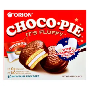 ORION Choco Pie with Fluffy Marshmallow Filling - Korean Dessert, 12 Pieces, 16.5oz