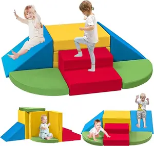 Winzoo 6-Piece Toddler Foam Climbing Toys Indoor,Safe Climbing Play Set Indoor Gym Equipment for Toddler,Soft Play Baby Climbing Blocks for Crawling and Sliding Play Sofa Children's Couch