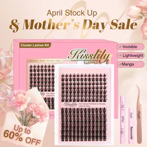 Volume Fairy |Kisslily Manga Spikey C Curl Wet Look DIY Lashes Extension Kit and waterproof long lasting lash clusters  8-18 mm| Bond Seal and Remover Eyelash Makeup Eyelashes Cosmetic | Anime Style Eyelashes mothersdaygift