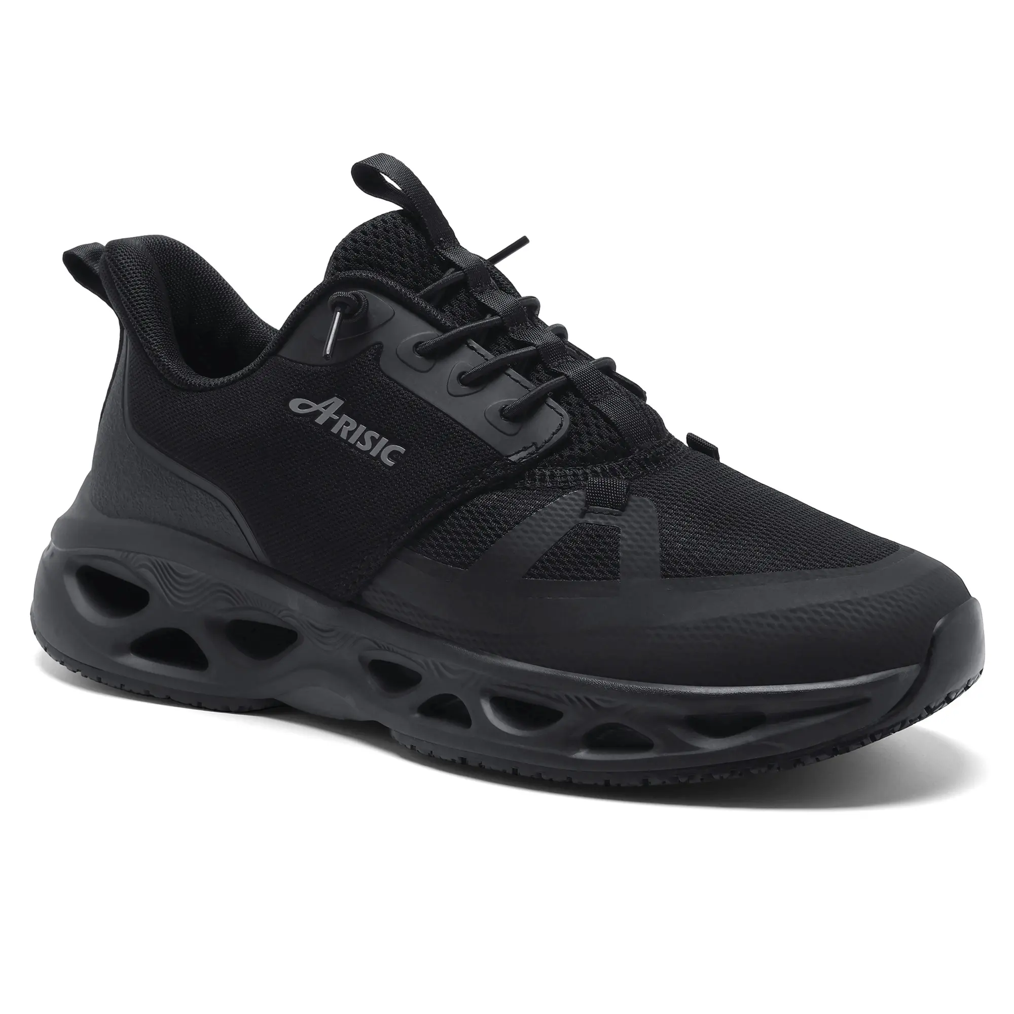 Men's Slip-On Waterproof Work Shoes, Breathable Mesh Sneakers with Non-Slip Soft Sole and Cushioned Arch Support for Walking, Waterproof Sneakers, Soft Soled Sneakers