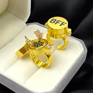 GoodLittleGoods 2Pcs BFF Letter Spinner Rings – Anime-Inspired Secret Box Design, Adjustable Friendship Jewelry for Boys & Girls, Cute Gift for Besties